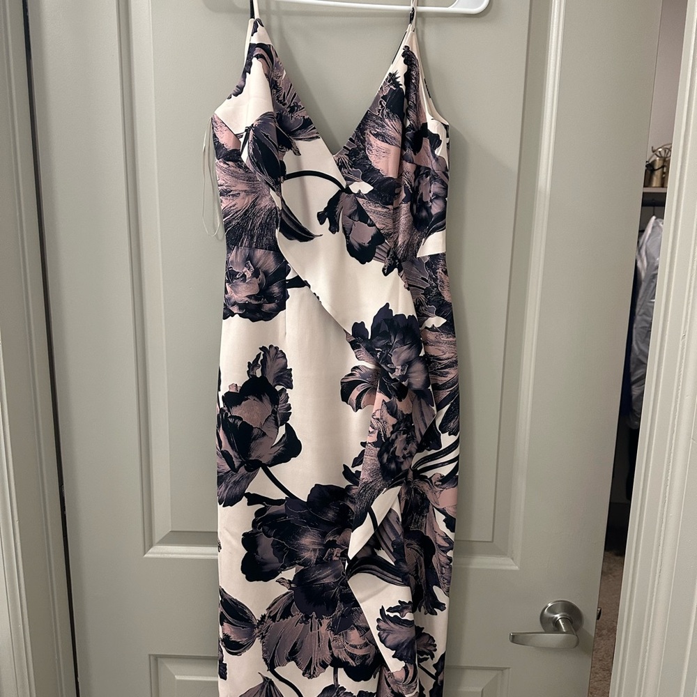 KEEPSAKE the Label Black and Cream Floral Midi Dress